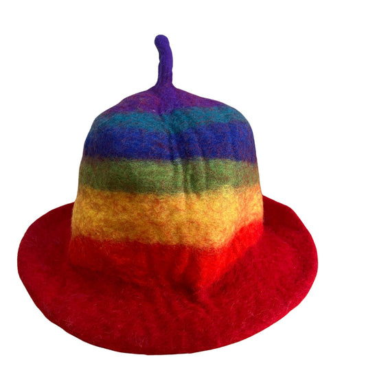 Felted Sauna Bowl Hat - Rainbow